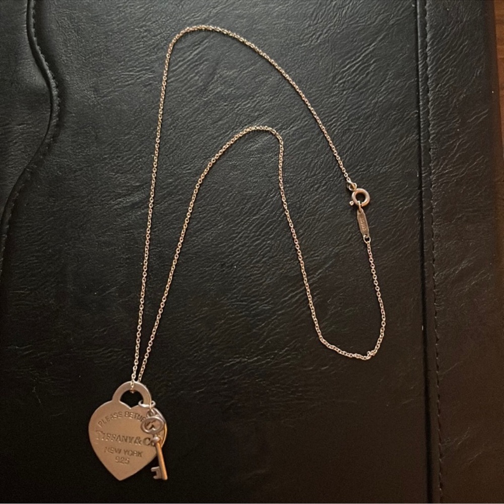 Tiffany & Co. Silver Heart and Key Necklace